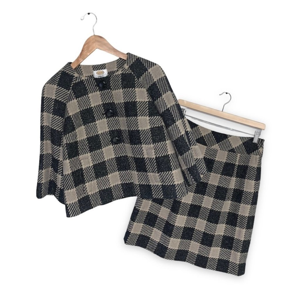 Vintage Talbots Italian Wool Buffalo Plaid Skirt‎ Suit Set Women’s 6 Petite NWT